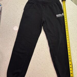 Reebok Black Kids Fleece Joggers with White Logo